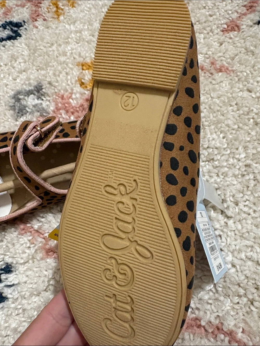 Cat & Jack Brown Leopard Print Mary Jane Shoes with Pink Trim